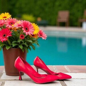 Vintage Two Lips Leather Sculpted Heels